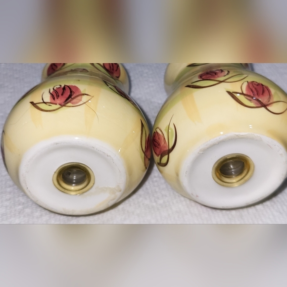 Rose Motif Hand Painted Salt & Pepper Shaker Set - Picture 3 of 4